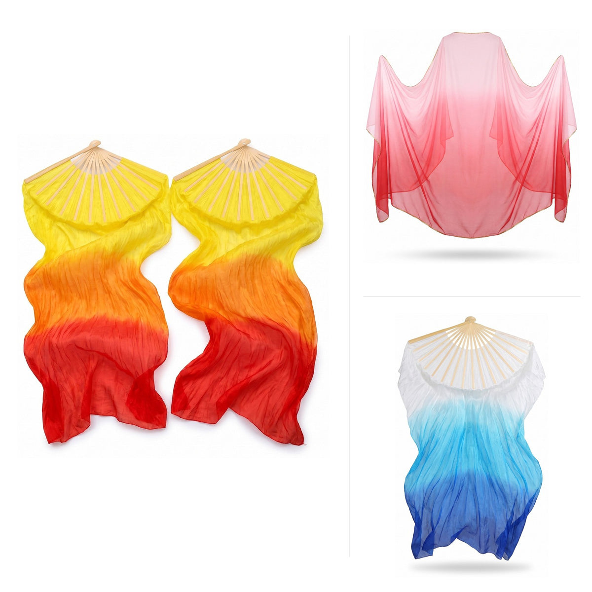 Belly dance veils, silk fan veils and performance props