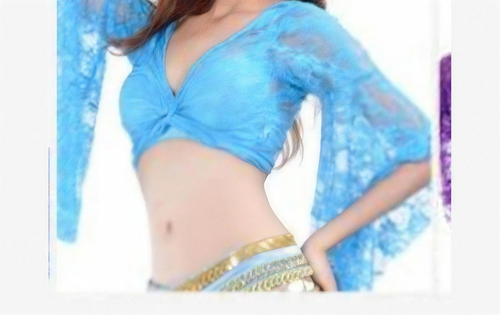 Della lace crop top in Lake Blue