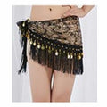 Ruby hip scarf in Black with Gold Coins
