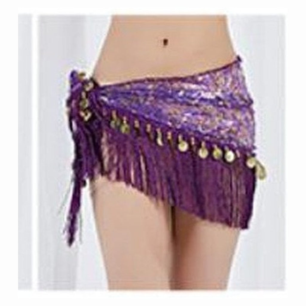 Ruby hip scarf in Dark Purple with Gold Coins