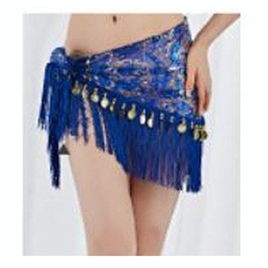 Ruby hip scarf in Royal Blue with Gold Coins