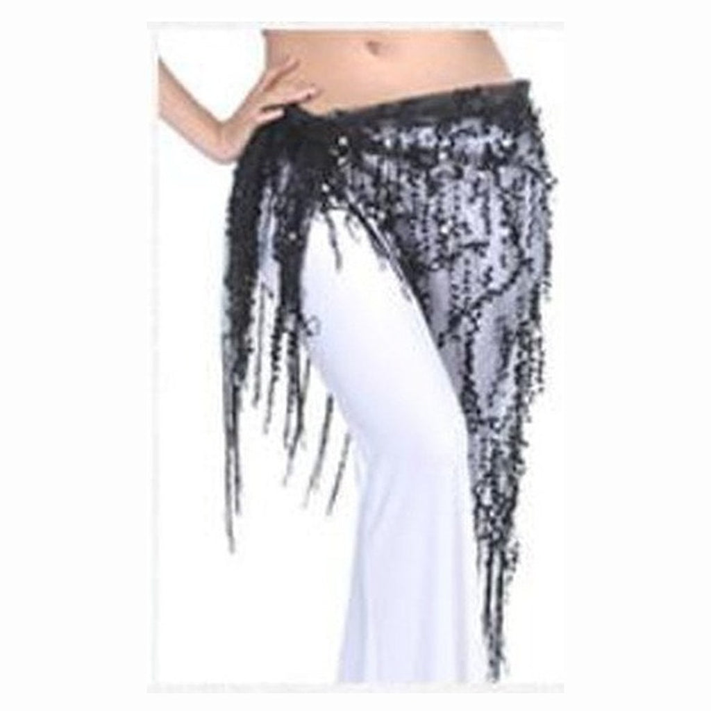 Odette sequin mesh hip scarf in Black