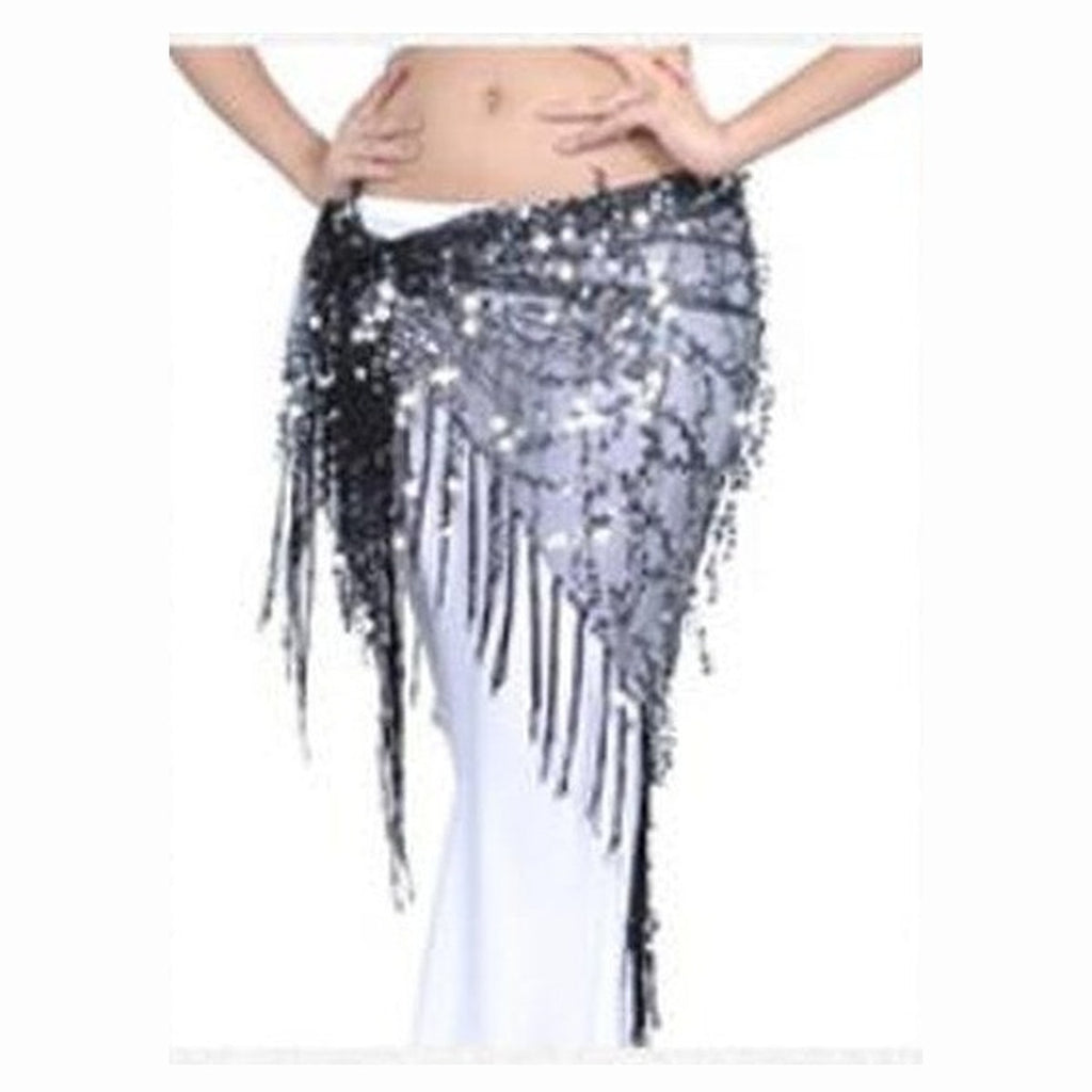Odette sequin mesh hip scarf in Black and Silver