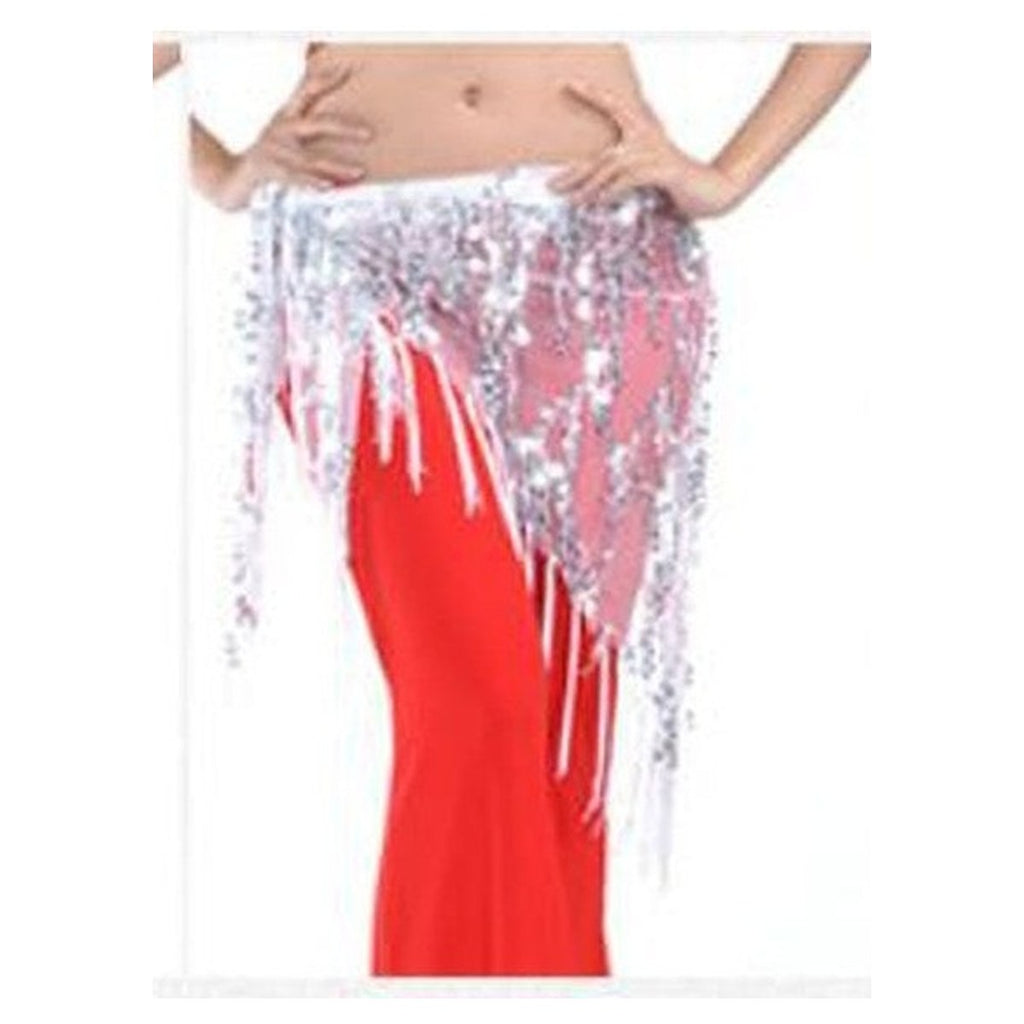 Odette sequin mesh hip scarf in White