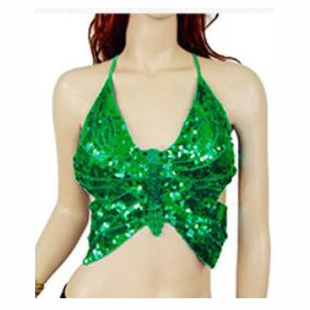 Everly sequin butterfly bra top in Green