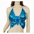 Everly sequin butterfly bra top in Lake Blue