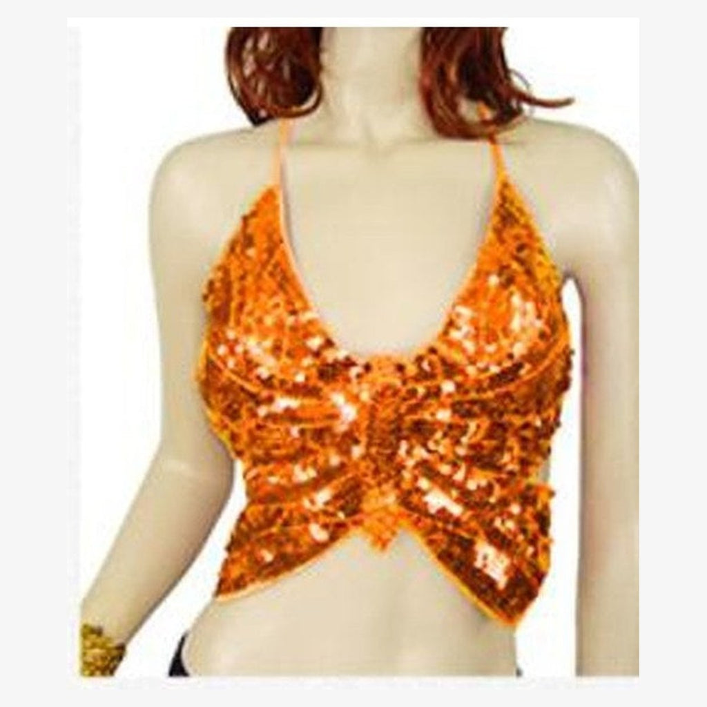 Everly sequin butterfly bra top in Orange