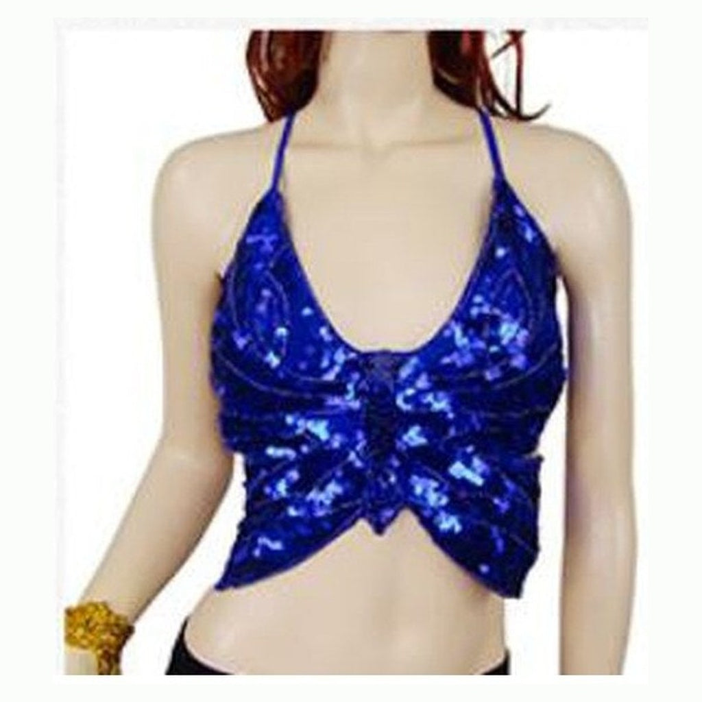 Everly sequin butterfly bra top in Royal Blue