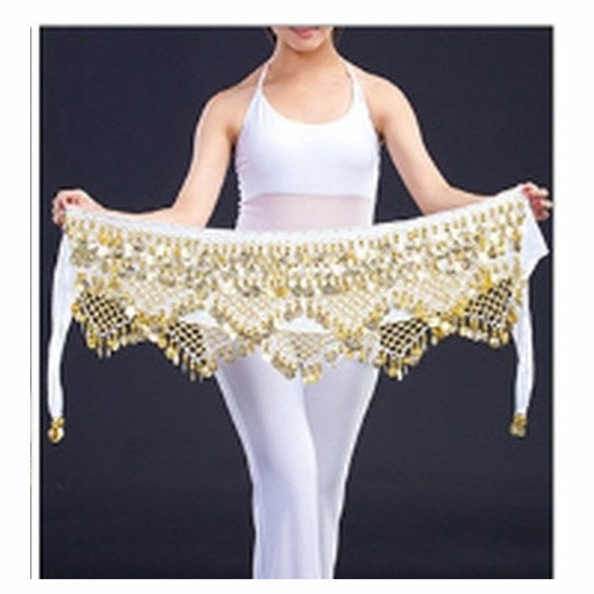 Nell coin hip scarf in White