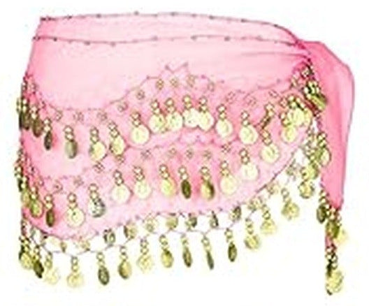 Daphne Classic Coin Hip Scarf for Belly Dance in Pink