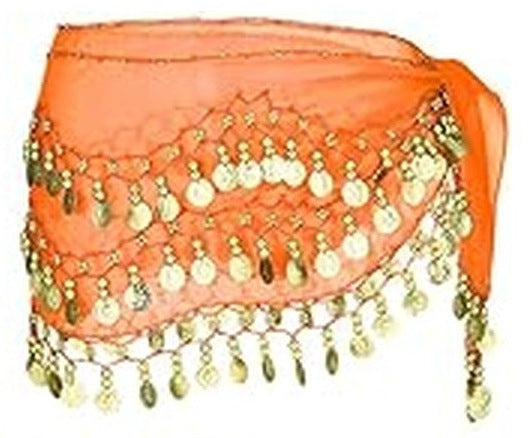 Daphne Classic Coin Hip Scarf for Belly Dance in Orange