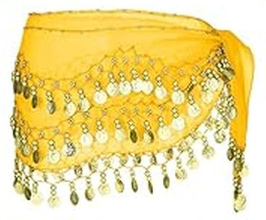 Daphne Classic Coin Hip Scarf for Belly Dance in Yellow