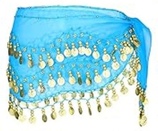 Daphne Classic Coin Hip Scarf for Belly Dance in Turquoise