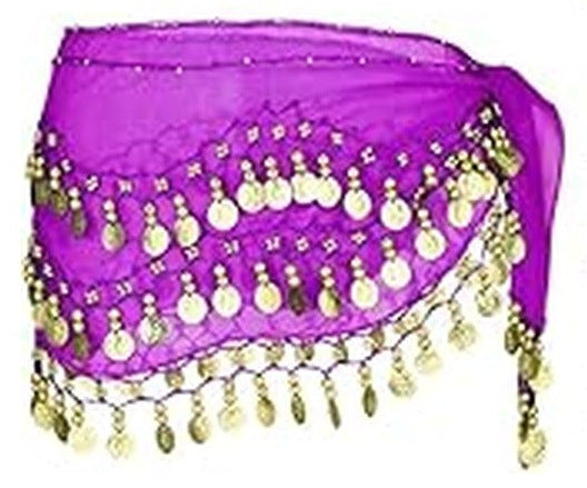 Daphne Classic Coin Hip Scarf for Belly Dance in Purple