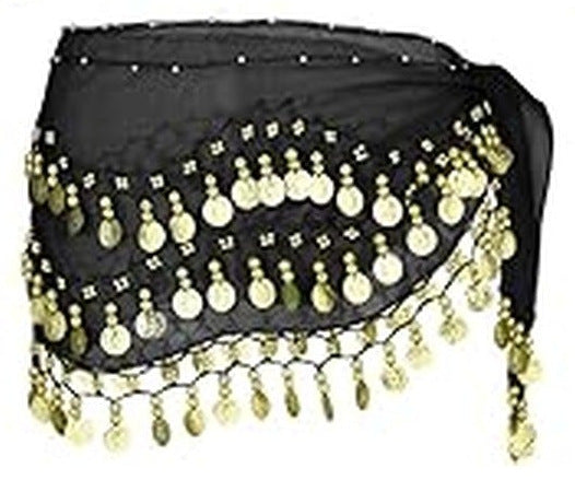 Daphne Classic Coin Hip Scarf for Belly Dance in Black