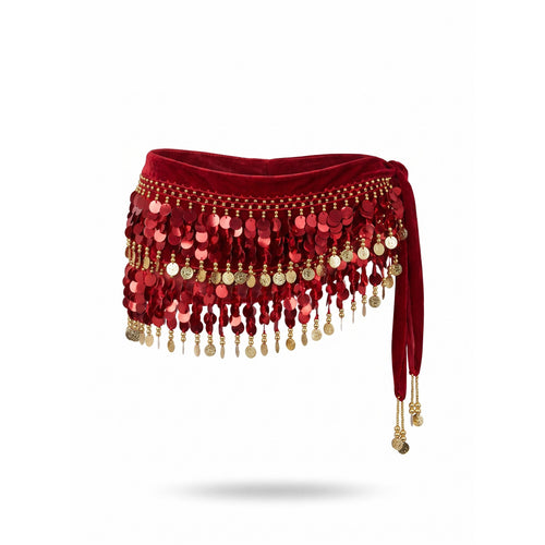 Carmen Red Velvet Petal Hip Scarf — studio product photo