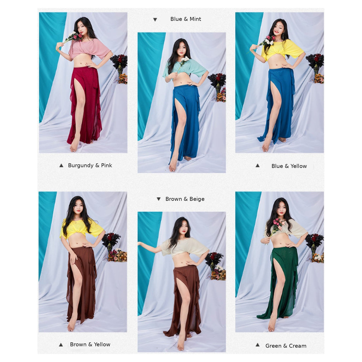 Maeve wrap belly dance practice set colour chart in English