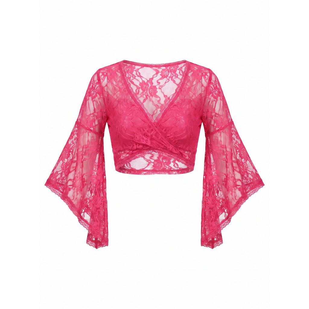 Della Sheer Lace Crop Top — studio product photo