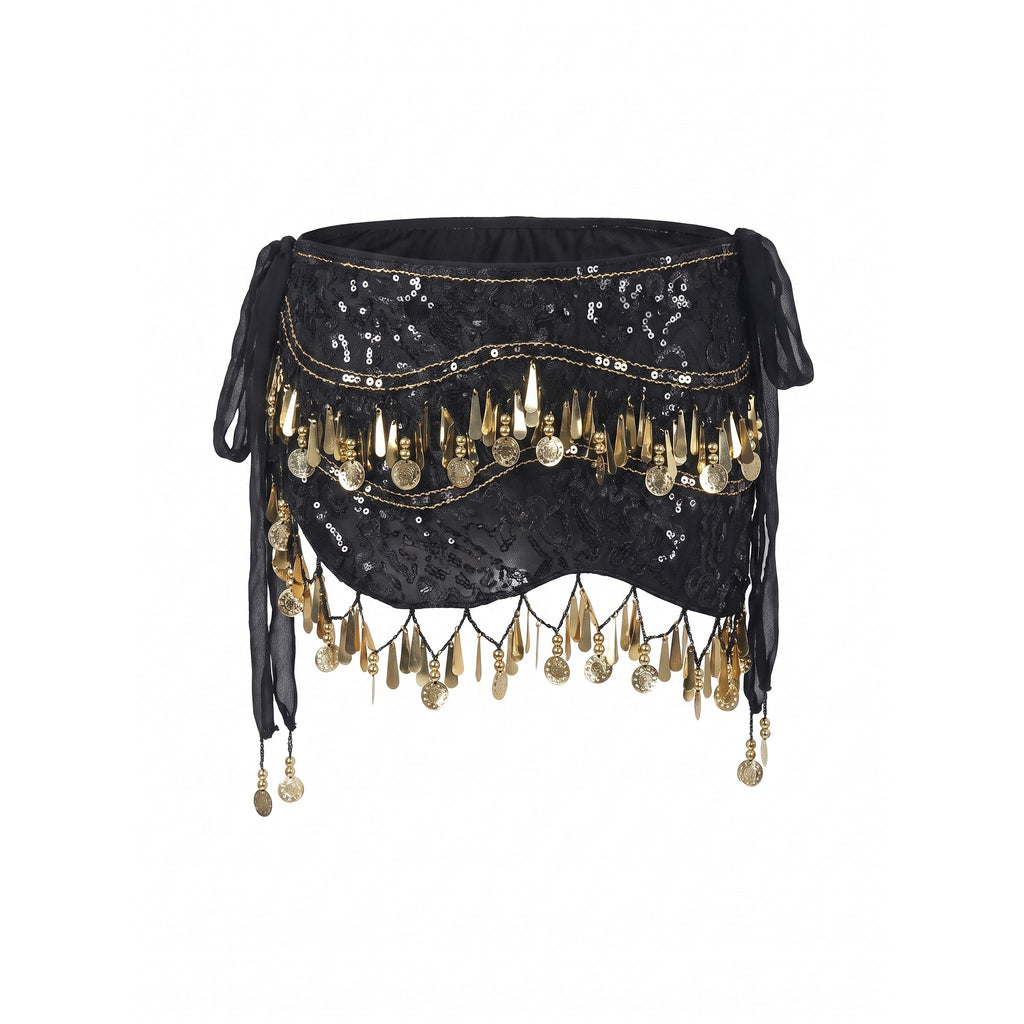 Halle Gold Sequin Fishnet Hip Skirt — studio product photo