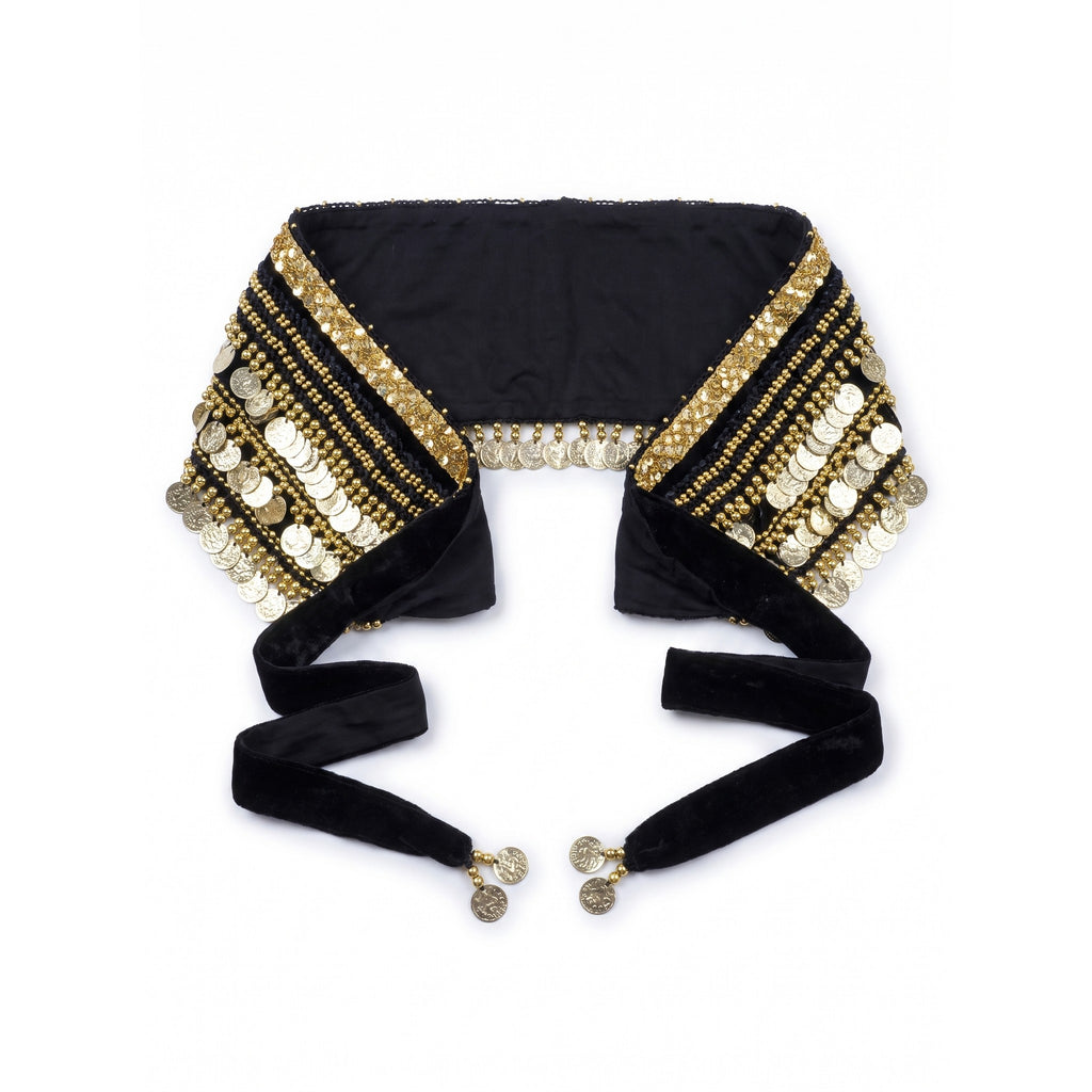 Carmela Deluxe Velvet Coin Hip Scarf — studio product photo