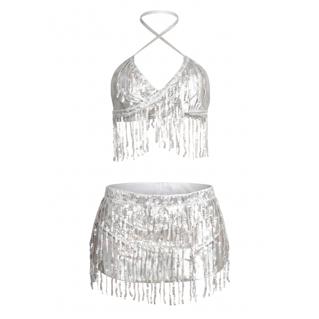 Marguerite Sequin Fringe Wrap Set — studio product photo