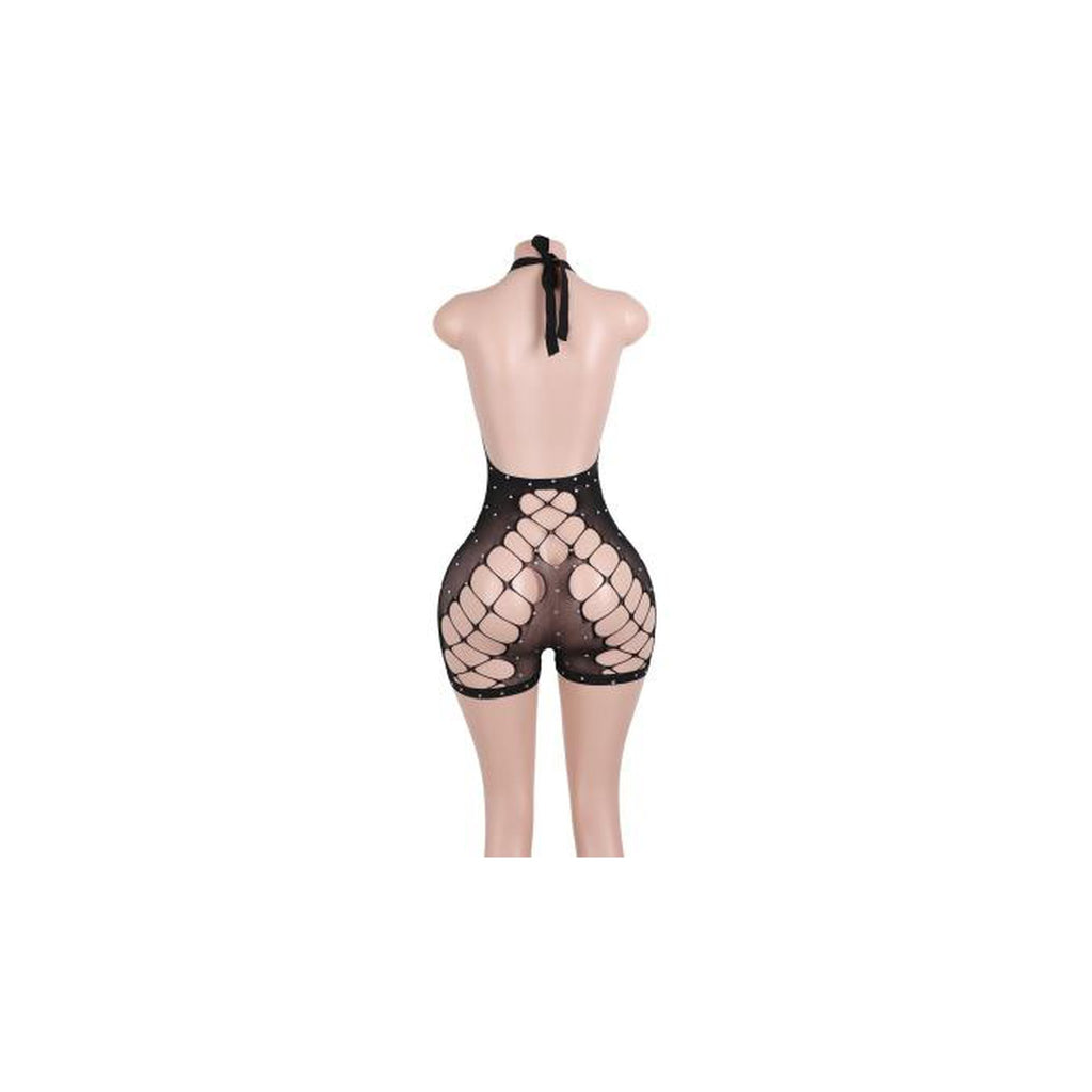 Blake Rhinestone Fishnet Romper