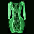 Nova glow-in-the-dark fishnet mini dress in Glow Green