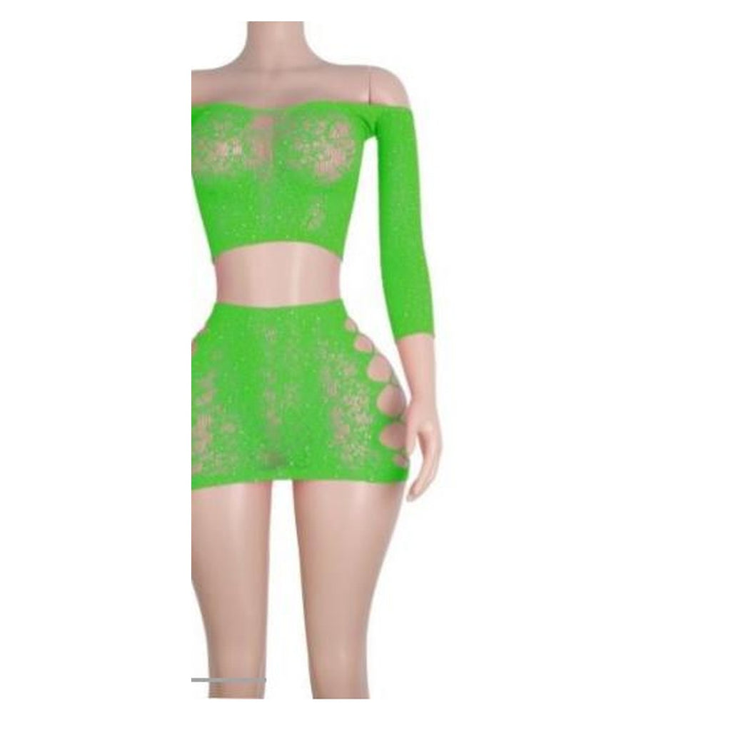 Ivy rhinestone lace set in Green