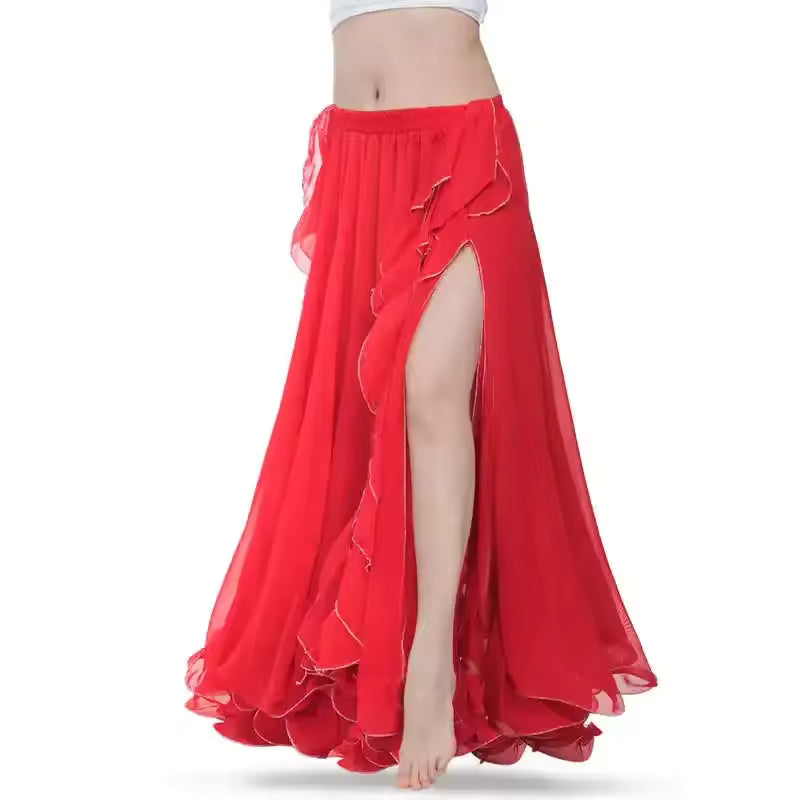Layla Double-Slit Belly Dance Skirt — Women's Oriental Performance Costume Skirt