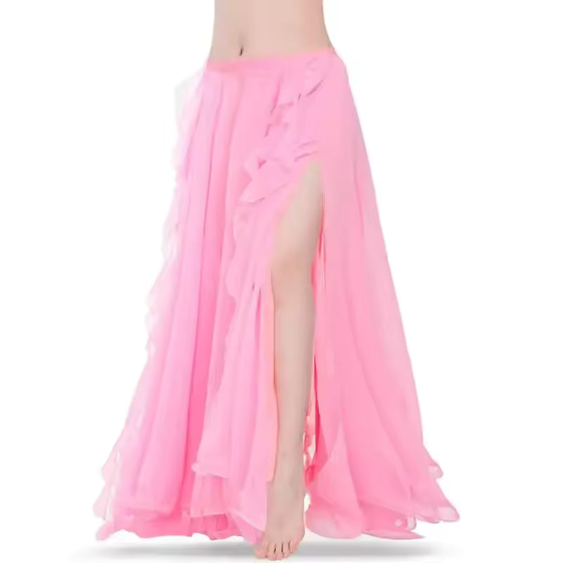 Layla Double-Slit Belly Dance Skirt — Women's Oriental Performance Costume Skirt