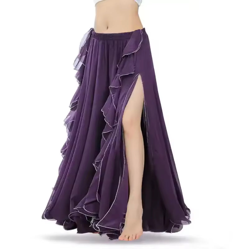 Layla Double-Slit Belly Dance Skirt — Women's Oriental Performance Costume Skirt