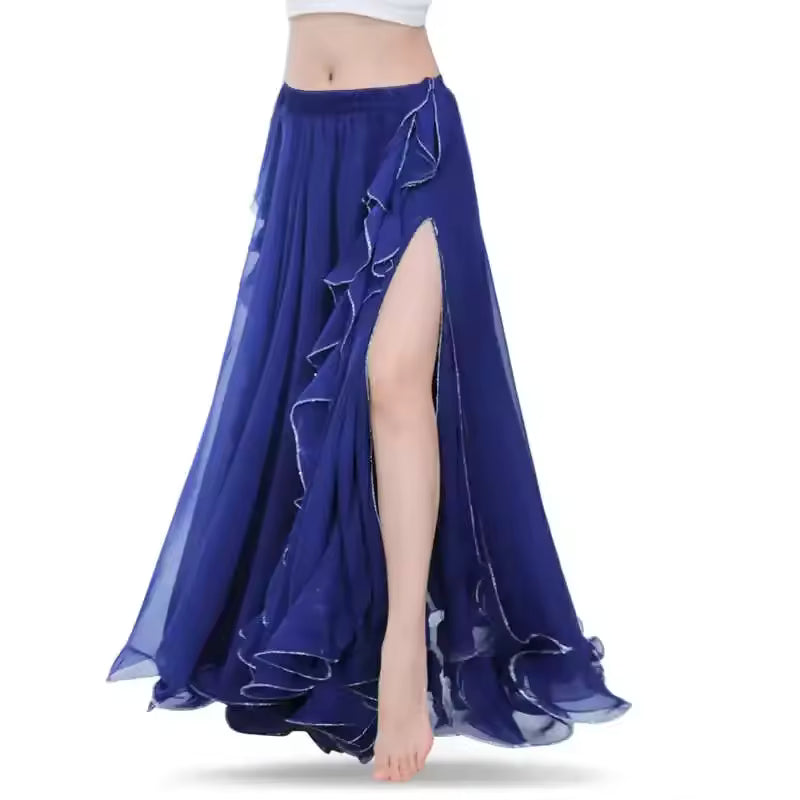 Layla Double-Slit Belly Dance Skirt — Women's Oriental Performance Costume Skirt