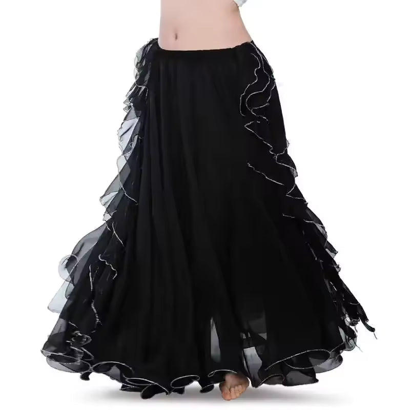Layla Double-Slit Belly Dance Skirt — Women's Oriental Performance Costume Skirt