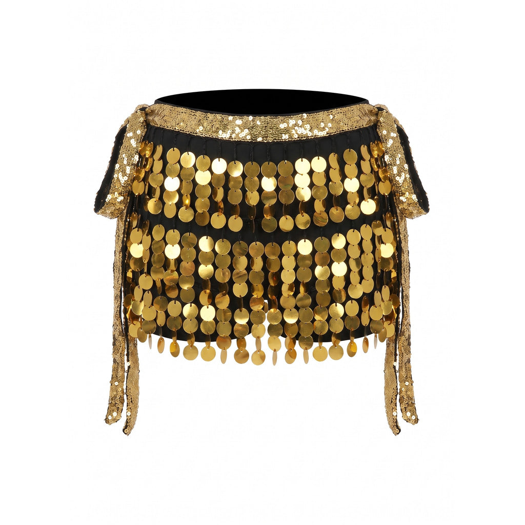 Goldie Gold Disc Paillette Skirt — studio product photo
