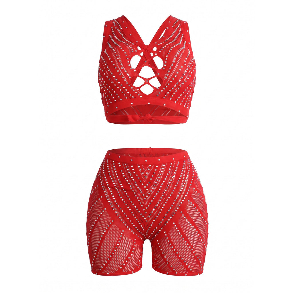Skylar Rhinestone Bra & Biker Shorts Set — studio product photo