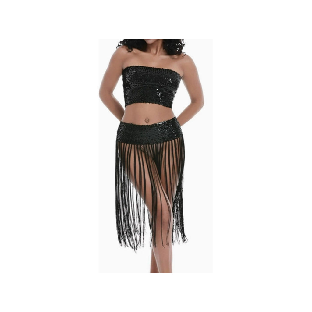Marlowe Black Sequin Fringe Set