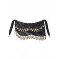 Simone Black Lace Coin Hip Scarf — studio product photo