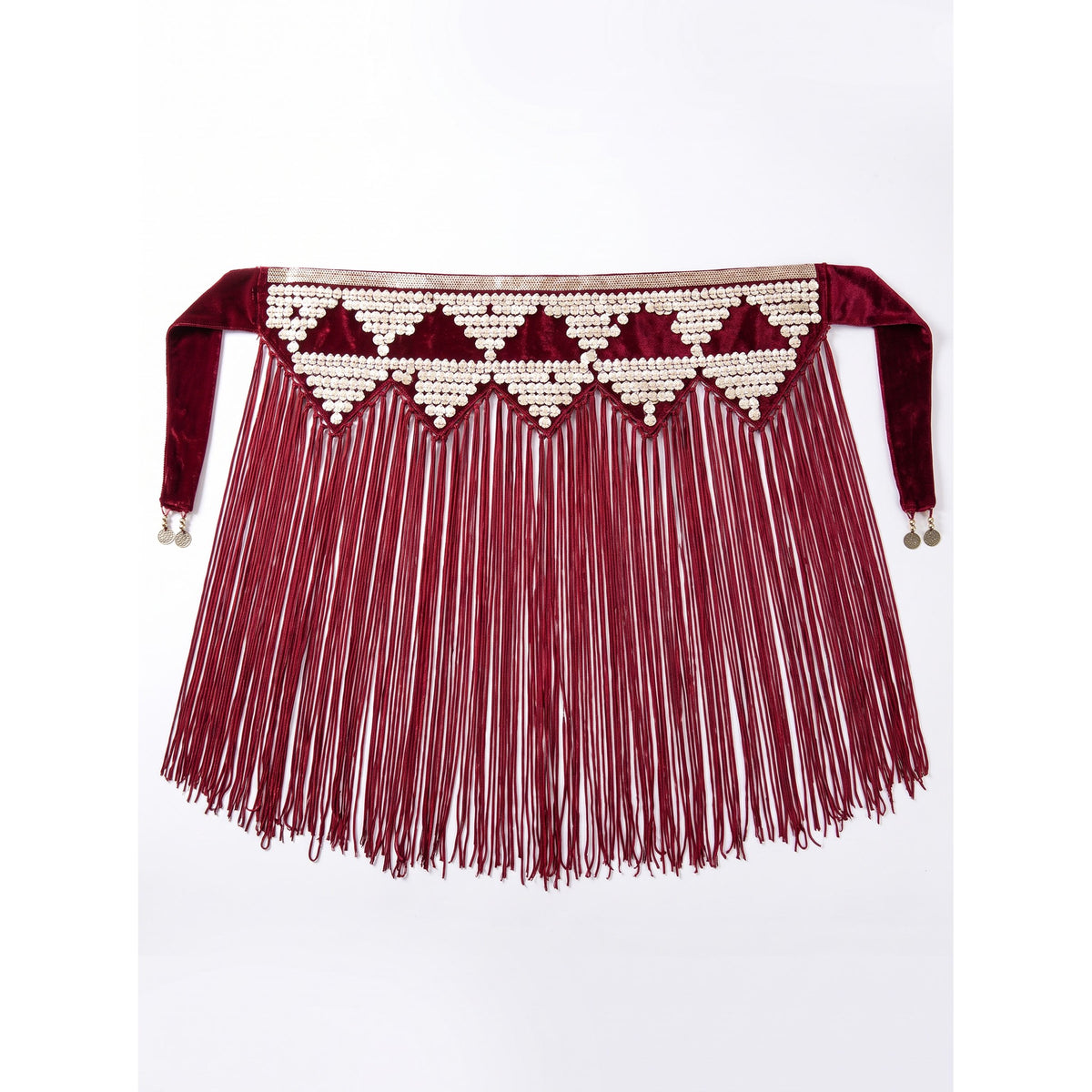 Winona Burgundy Velvet Tribal Belt - studio product photo