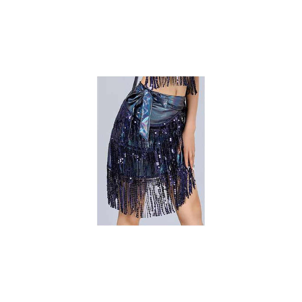 Opaline Holographic Sequin Fringe Skirt