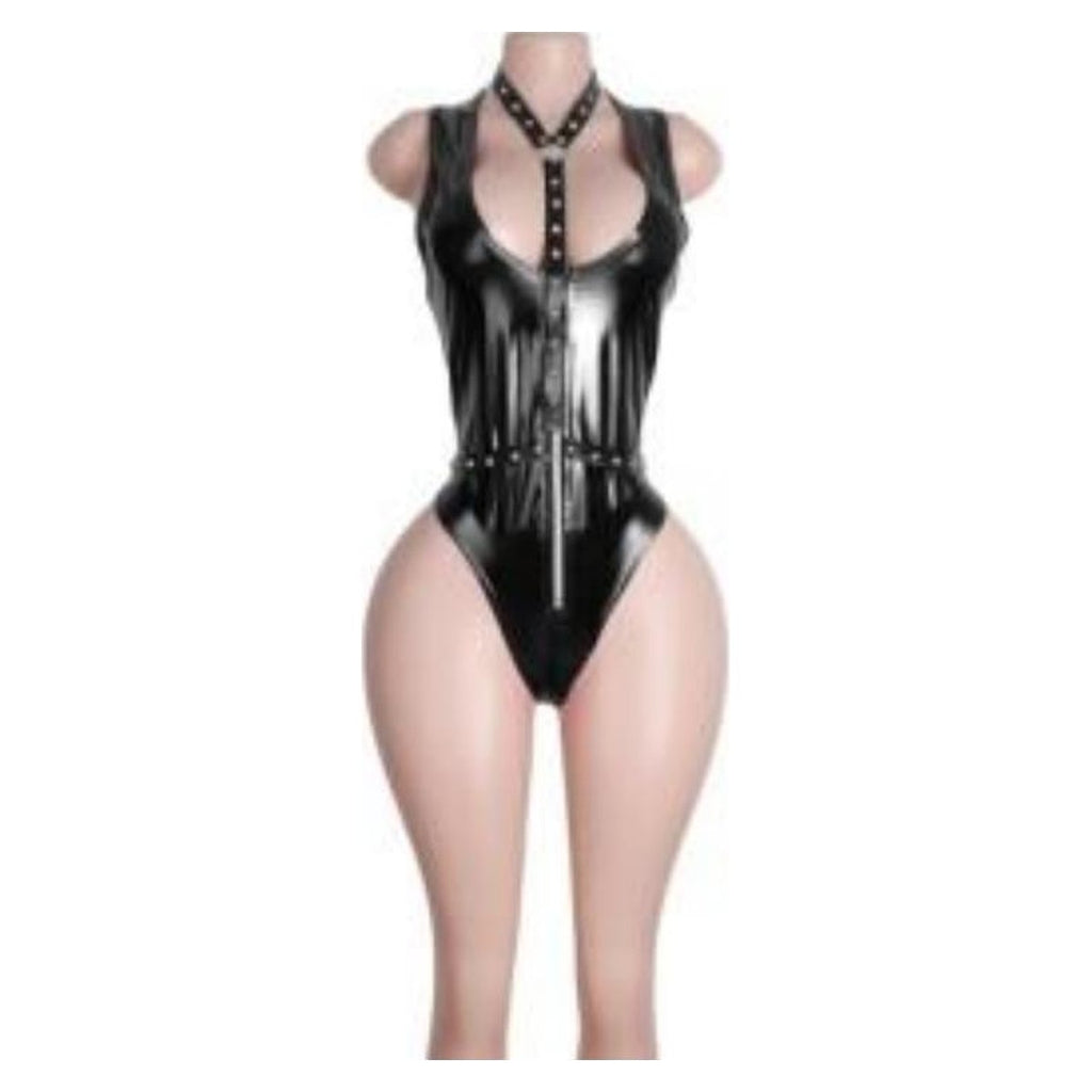 Sabine metallic harness bodysuit in Black