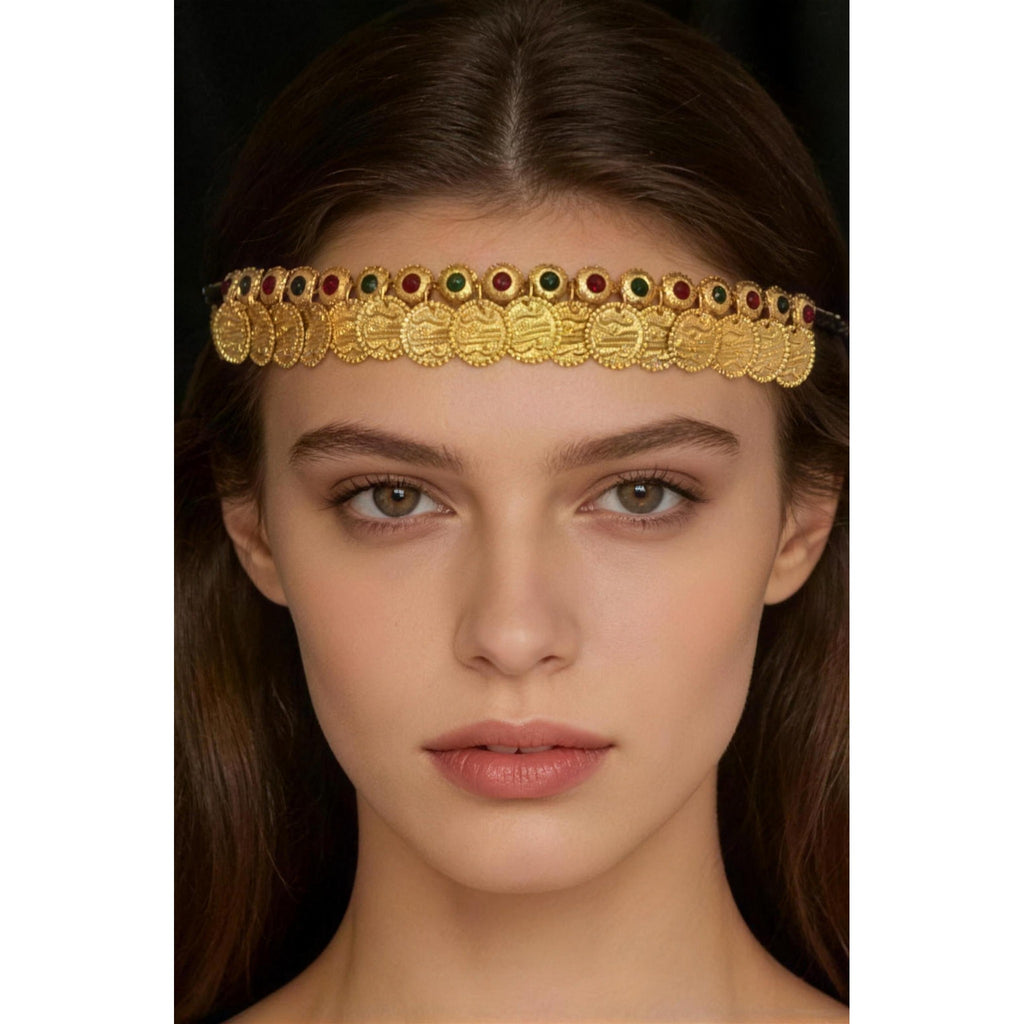 Simple tribal gold coin headband for belly dance